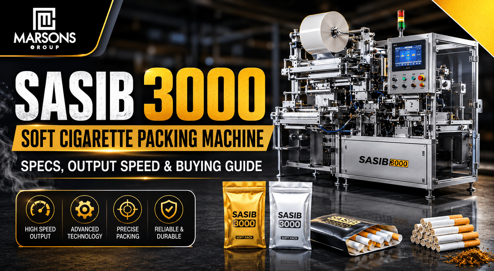 Sasib 3000 Soft Cigarette Packing Machine: Specs, Output Speed & Buying Guide